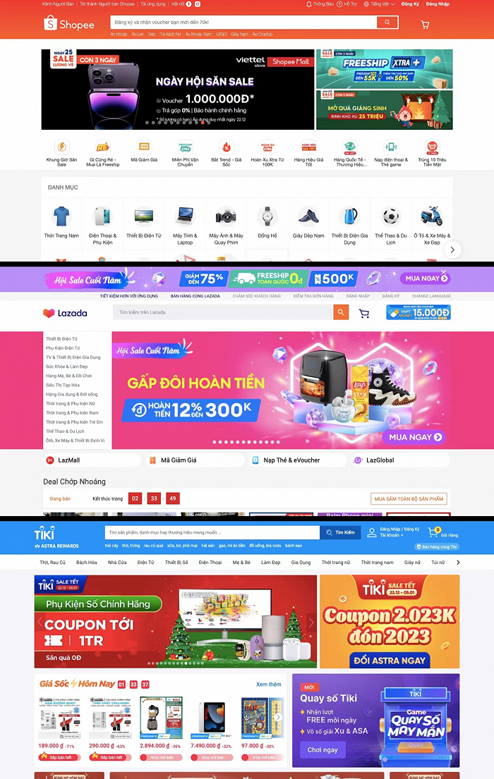 Shopee、Lazada、Tiki